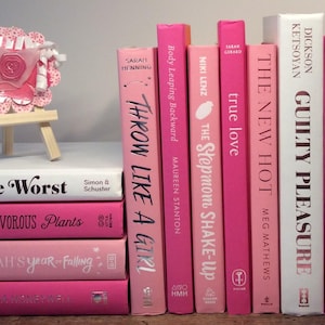 Pink Book Decor Bundle: 14 Decorative Books for Bookcase Staging