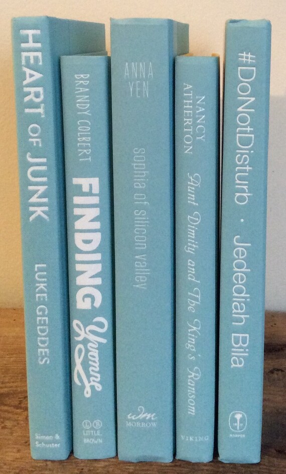 Baby Blue Books All White Book Titles Light Blue Book Decor Etsy