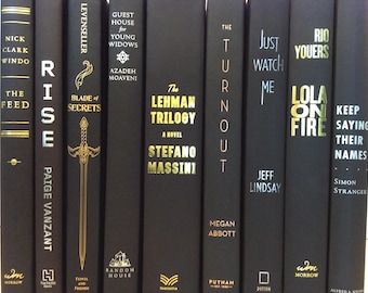 Black Decorative Book Set: Unique Titles in Gold, Silver & Bronze Foil