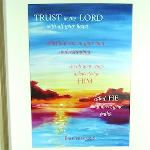 Trust in the Lord art print Proverbs 3:5-6 Scripture Wall Art Print Bible verse wall art print Christian wall art gift Faith Wall Decor
