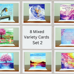 8 tarjetas cristianas con versículos bíblicos, variedad mixta (juego 2) Cualquier ocasión, pensando en ti, saludos de aliento, tarjetas de cumpleaños para que te mejores