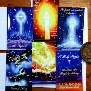 Juego de tarjetas de Navidad cristianas Tarjetas de versículos bíblicos de las Escrituras Tarjetas de villancicos Tarjetas de Navidad religiosas Paquete de 6 tarjetas de Navidad únicas