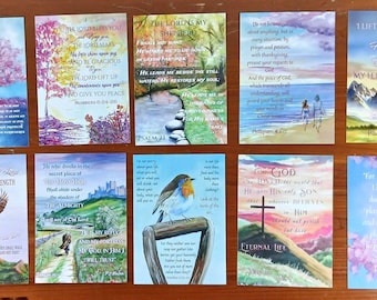 10 Scripture Postcards Bible Verse Art Affirmation Christian Cards (Set 1)