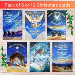 Christliche Weihnachtskrippe Karten Set Schrift Bibel Vers Karten Weihnachten Carol Karten Religiöse Karten Packung mit 6 Einzigartigen Weihnachtskarten