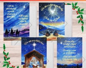 Cartes de Noël chrétiennes de la nativité, verset original d'écriture sainte