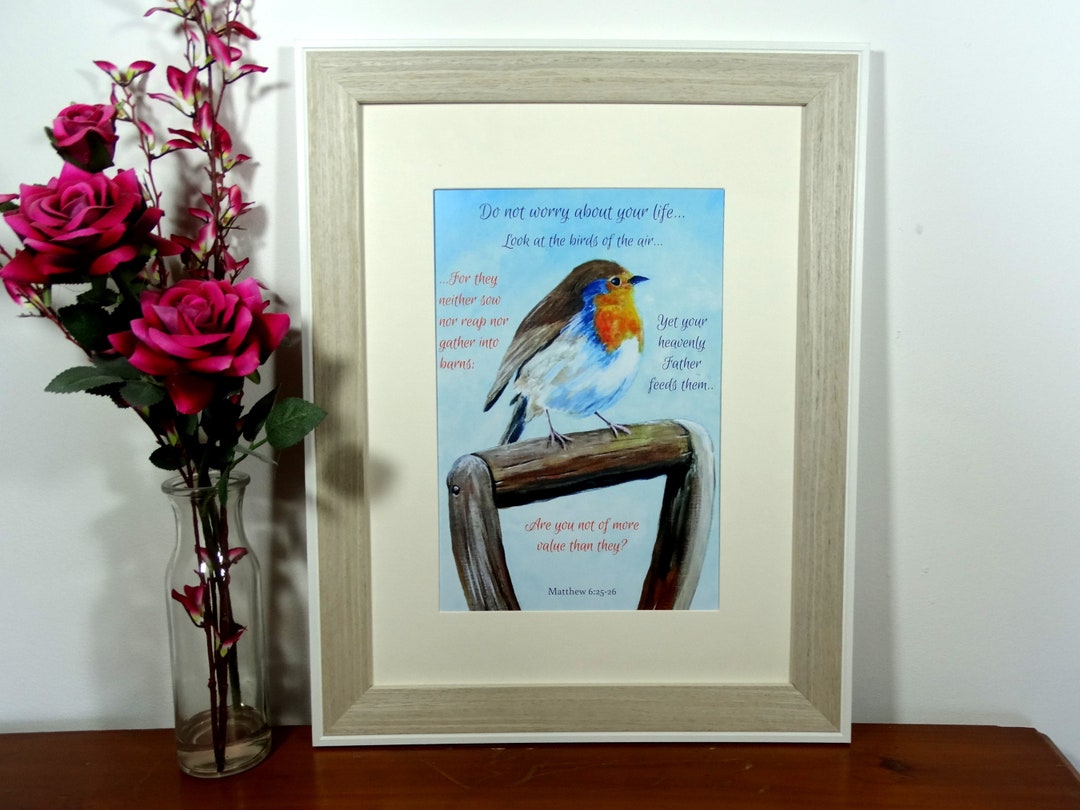 Look at the Birds of the Air Bible Verse Wall Art Print Christian Gift ...