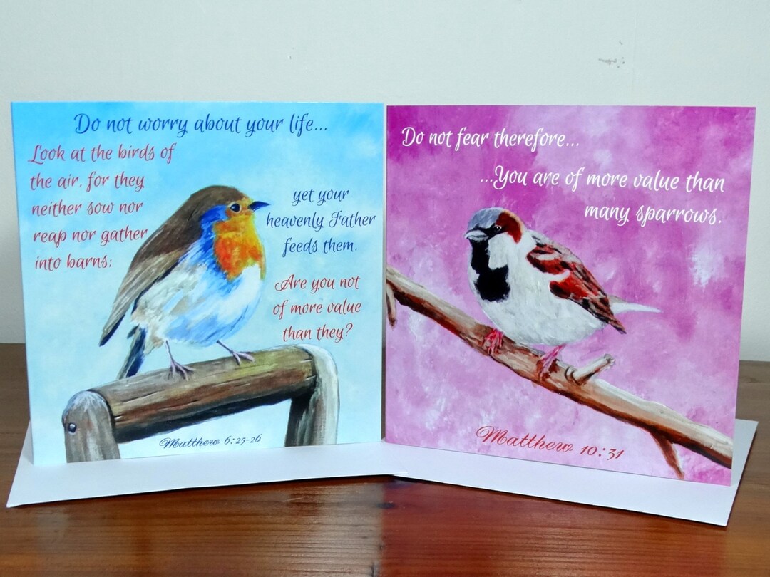 Robin & Sparrow Cards, Christian Scripture Encouragement (set of 2 ...