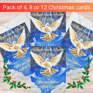 Biglietti di Natale Angeli Angeli dai regni della gloria 4 set di biglietti di Natale Biglietti di Natale religiosi cristiani Biglietti di Natale unici
