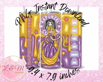 DIGITAL 20oz Princess Coffee Sublimation Wrap PNG