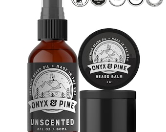 Premium Beard Oil and Balm Set by Onyx & Pine - (5 Unique Scents, 2 oz) - Proudly Hand-Crafted in the U.S.A.