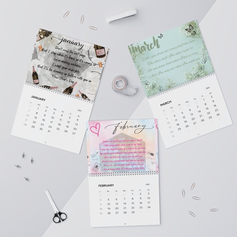 Taylor Swift Inspired Wall Calendars 2024 Complete With Lyrics Inspired