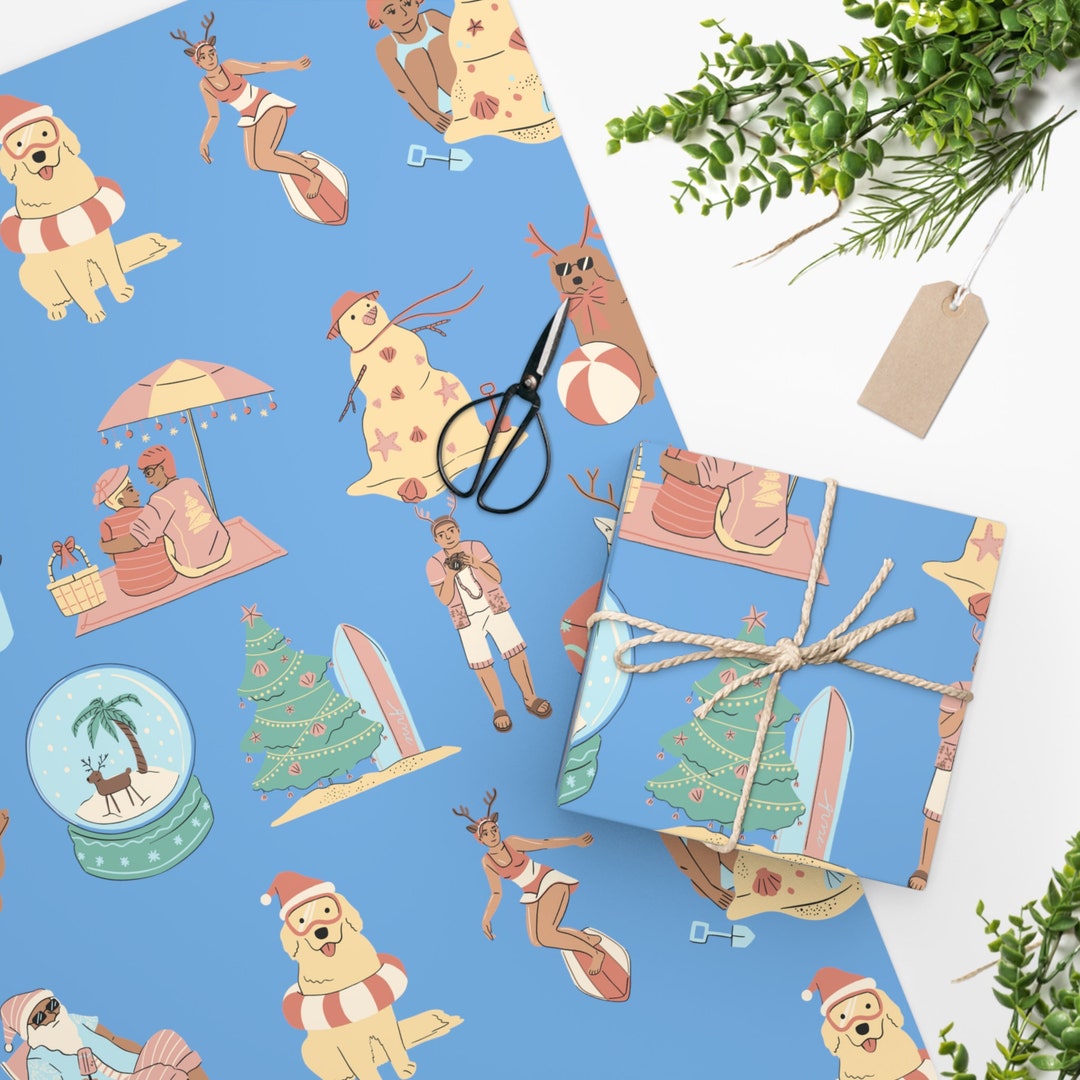 Beach Christmas Wrapping Paper Etsy