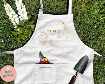 Personalised Gardening Apron, Paradise, Ladies and Mens Gardening Apron, Grandma Apron, Cotton