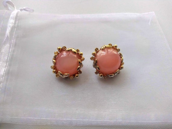 50's / 60's Pink Moonstone Earrings