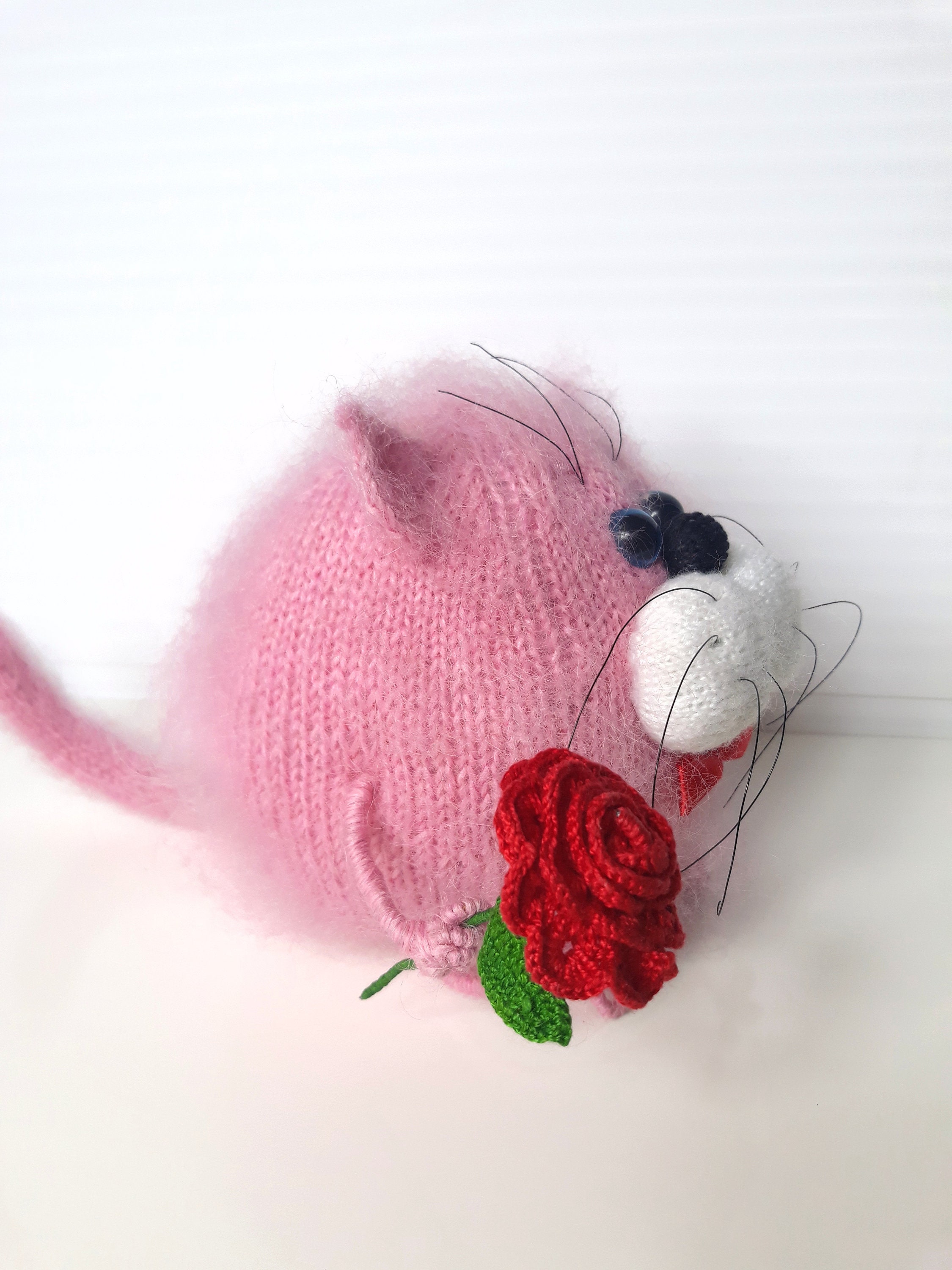 Crochet toys cat Knitted pink cat Soft toy cat Amigurumi Etsy