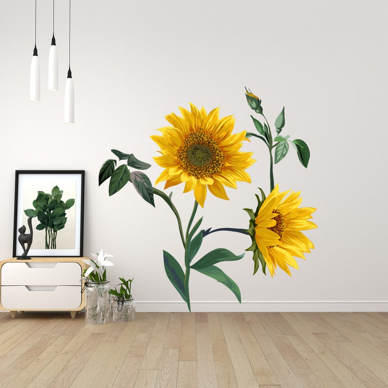Sunflower Sticker Wall Decal3D Designs Vinyl Home Etsy