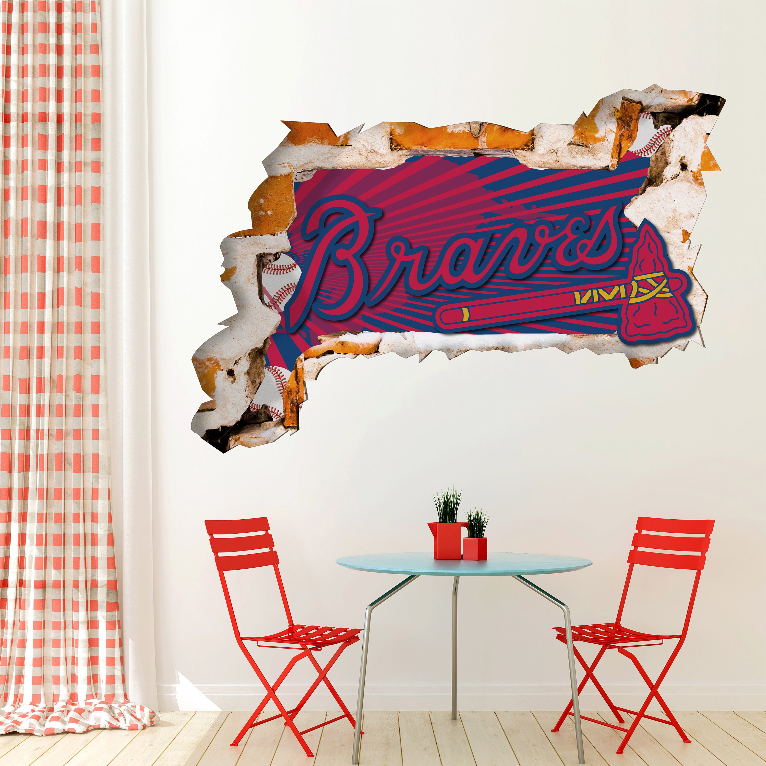 Atlanta Braves Sticker Wall Decor3D DesignVinyl Home Etsy