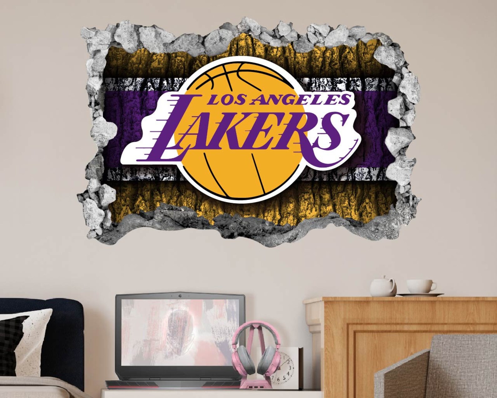 Los Angeles Lakers Sticker Wall Decal3D DesignVinyl Home Etsy