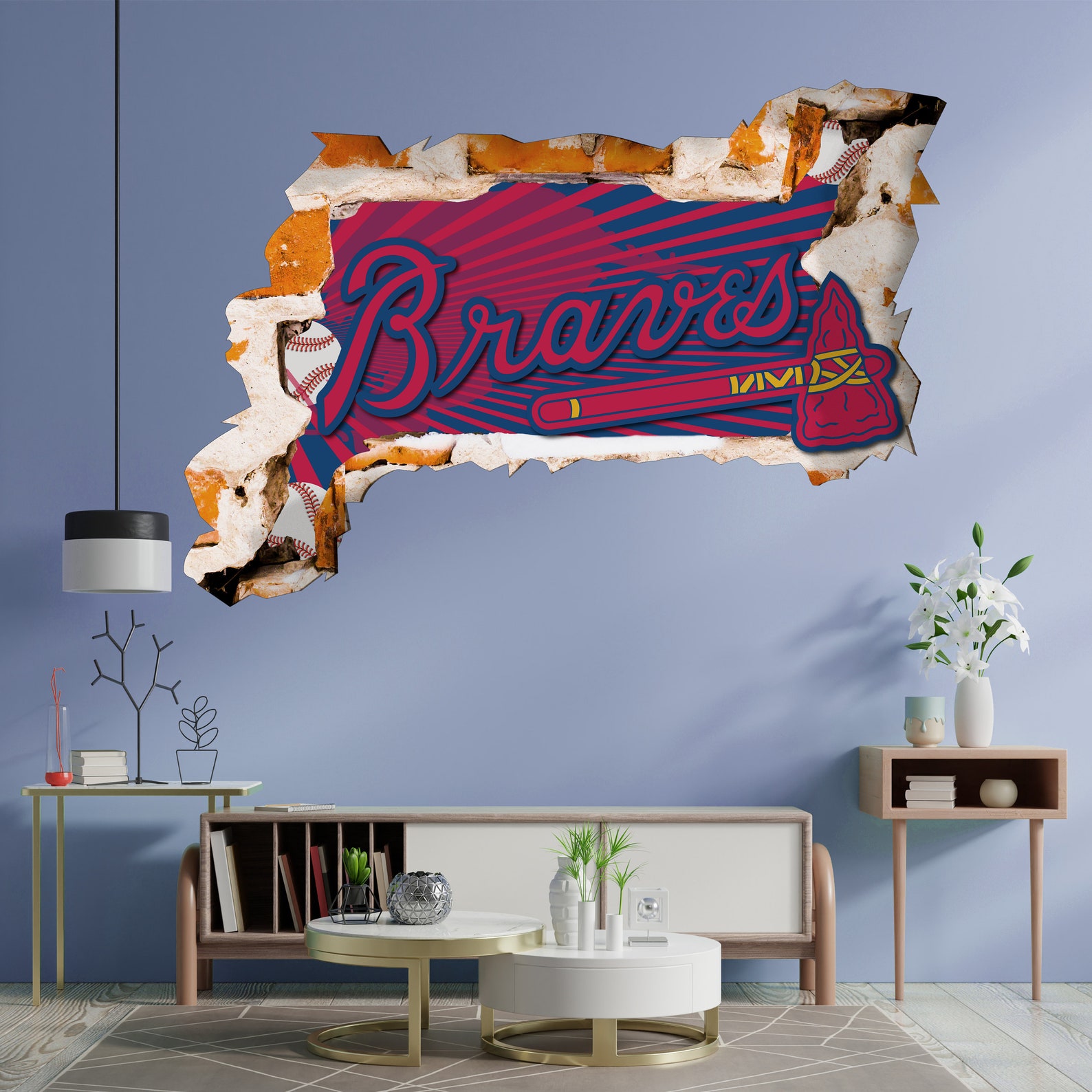 Atlanta Braves Sticker Wall Decor3D DesignVinyl Home Etsy