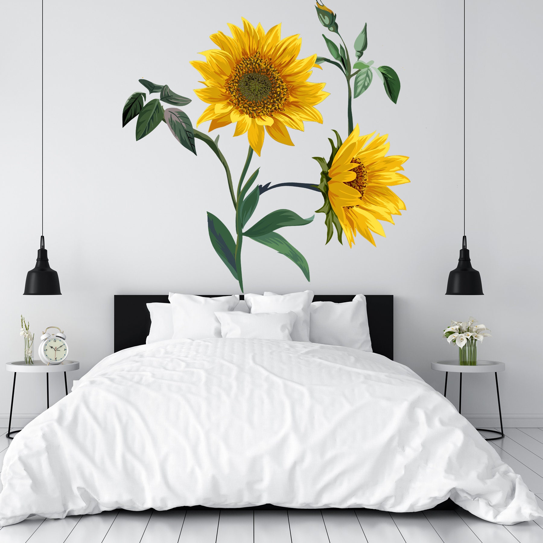 per bambini decorazione Adesivo da parete con girasoli gialli rimovibile motivo floreale 3D Boji soggiorno farfalla camera da letto impermeabile