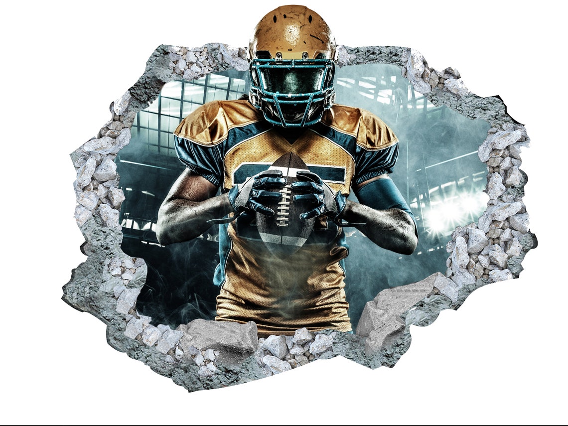 NFL Sticker Wall Decor 3D Stickers Vinyl Home Decor Mural Etsy