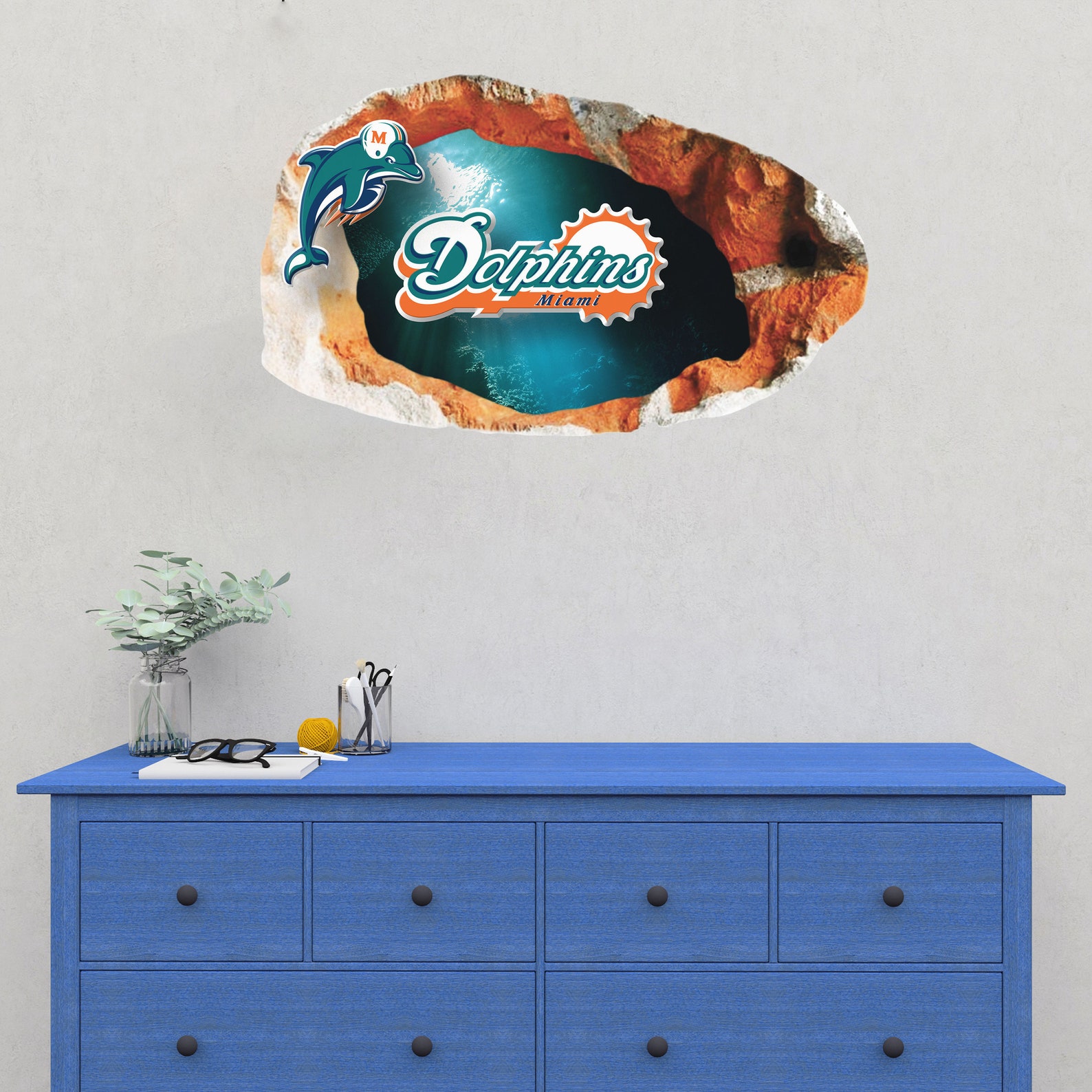 Miami Dolphins Wall Decor Decal3d Designvinyl Home Etsy