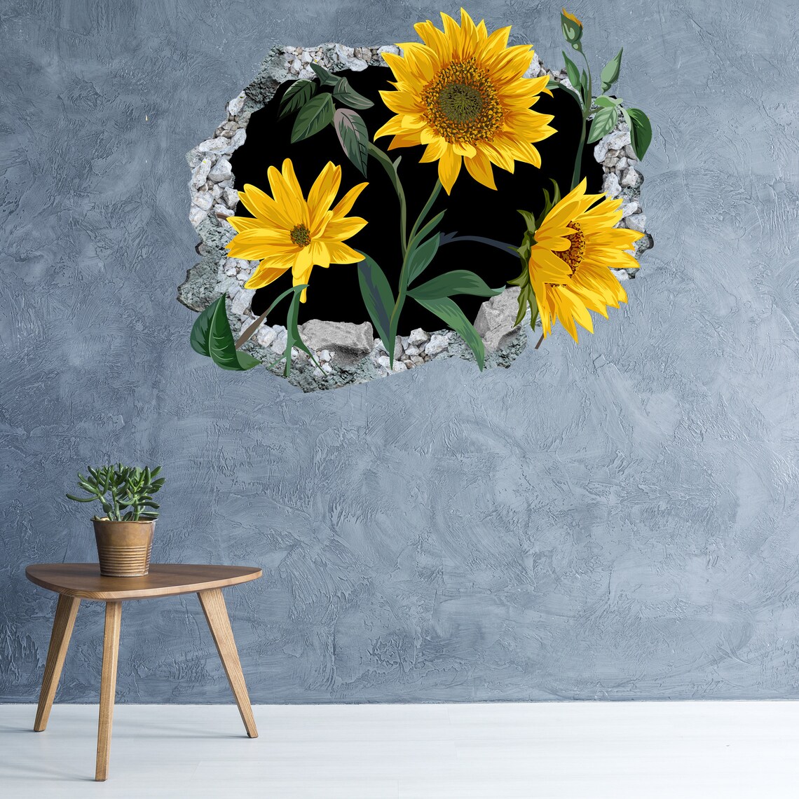 Sunflowers Wall Sticker Decor3d Designvinyl Home Decormural Etsy