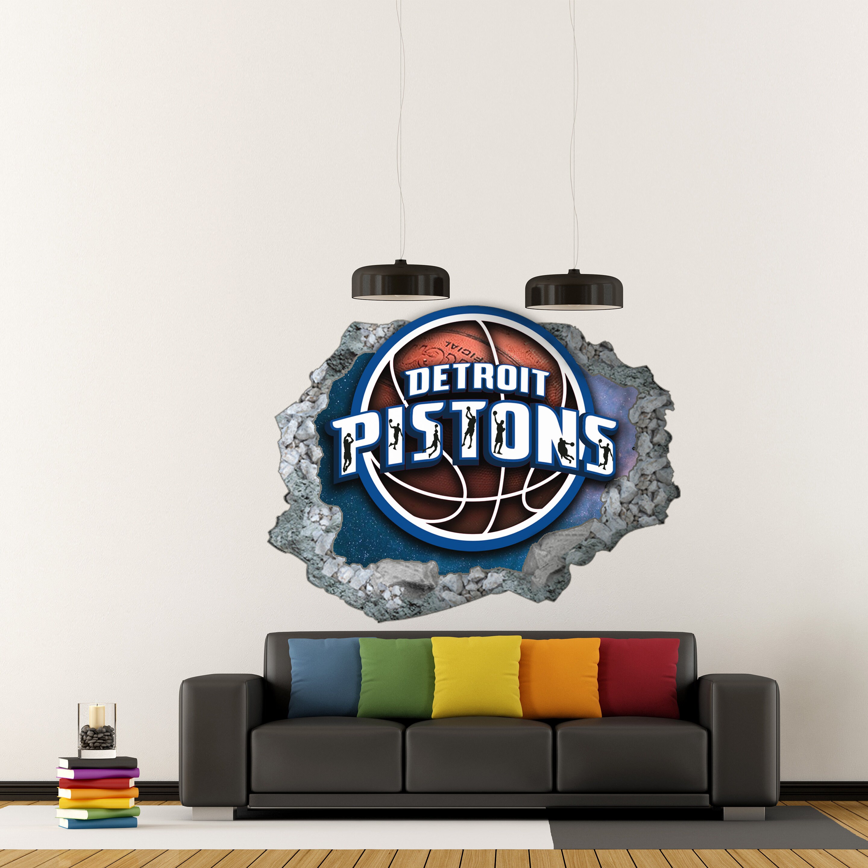 Detroit Pistons Sticker Wall Decor3D DesignVinyl Home Etsy