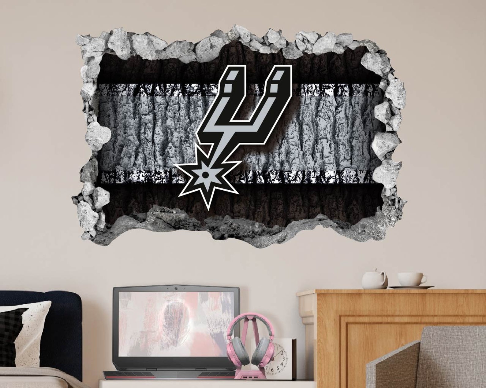 San Antonio Spurs Sticker Wall Decal3D DesignVinyl Home Etsy
