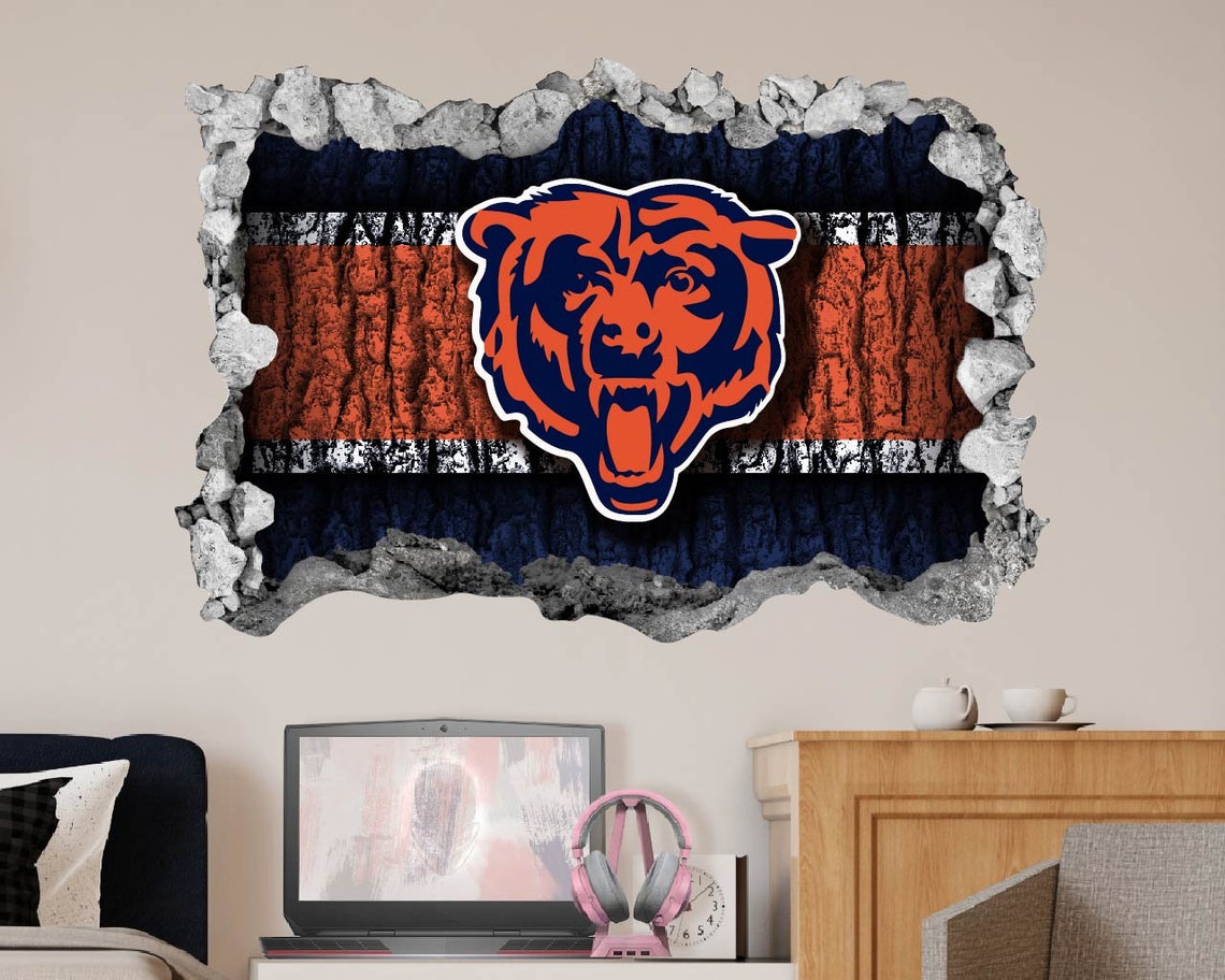 chicago-bears-wall-decor-decal-3d-design-vinyl-home-etsy