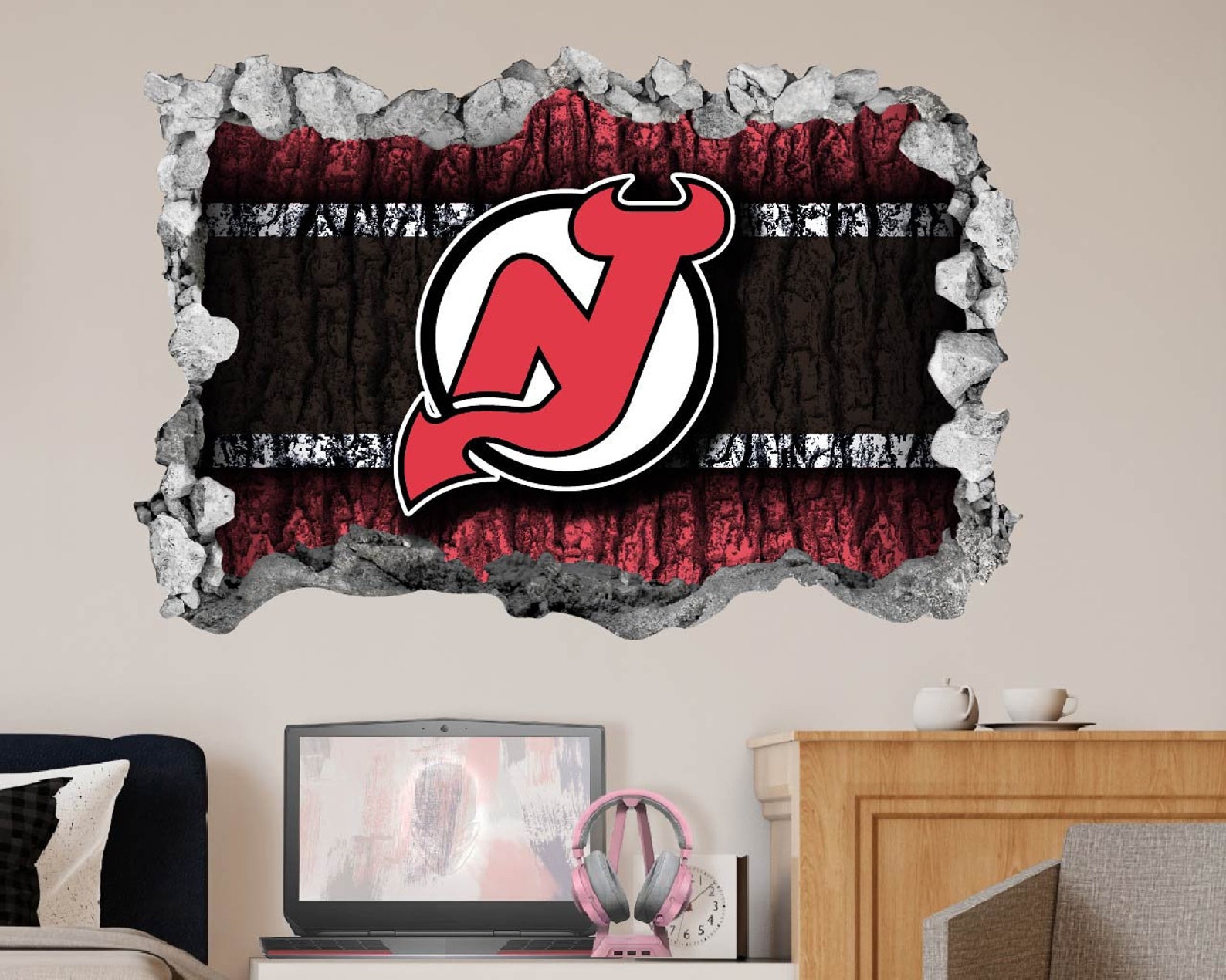 New Jersey Devils Sticker Wall Decor3D DesignVinyl Home Etsy