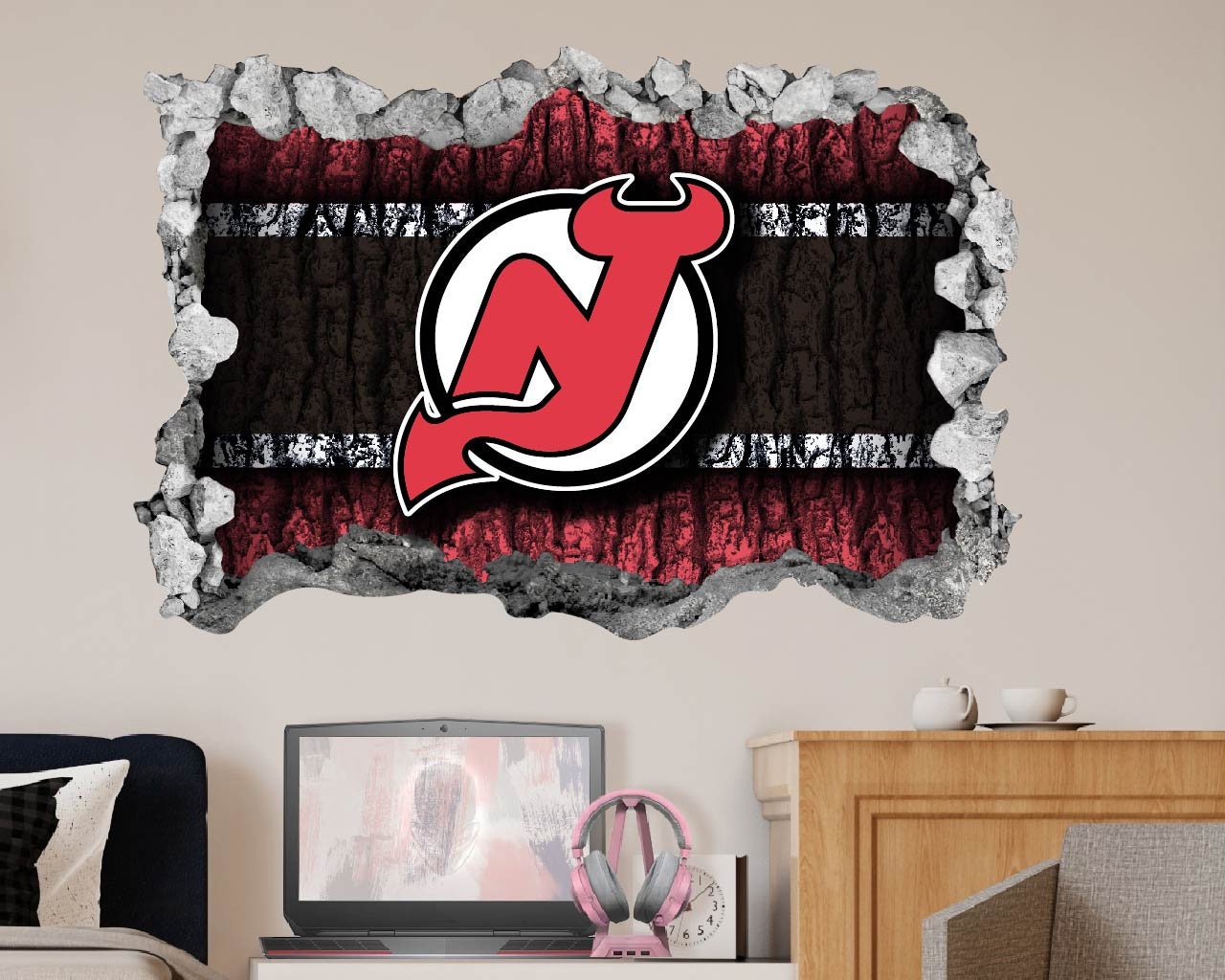 New Jersey Devils Sticker Wall Decor3D DesignVinyl Home Etsy