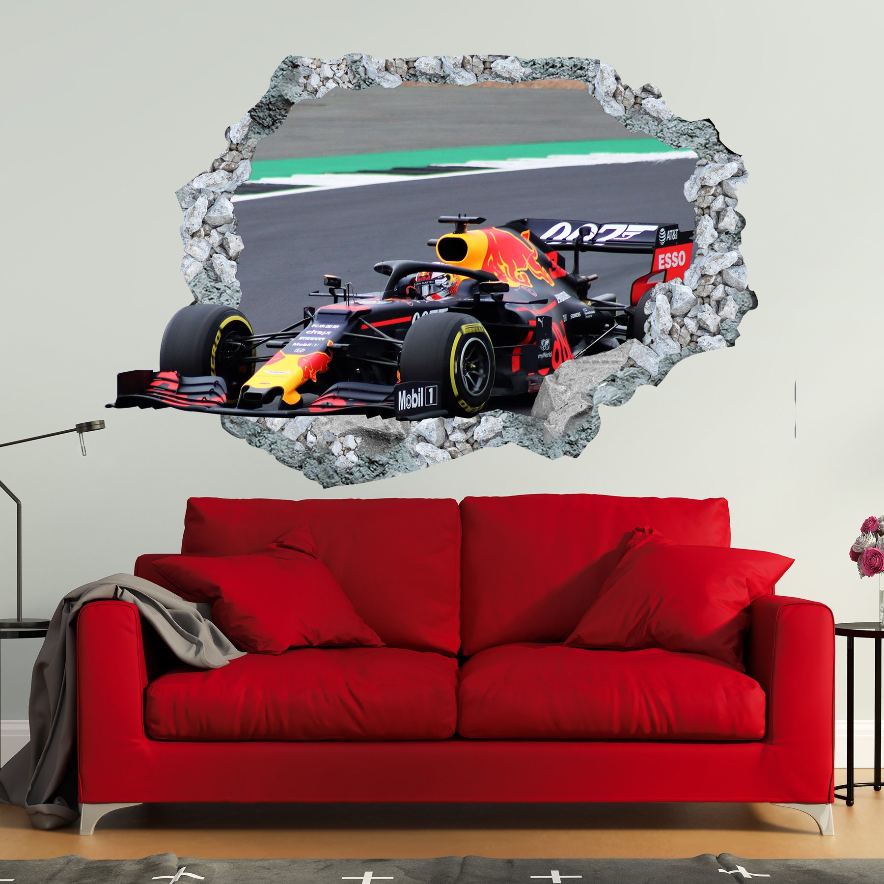 Race Car Sticker Wall Decor3D DesignVinyl Home Etsy