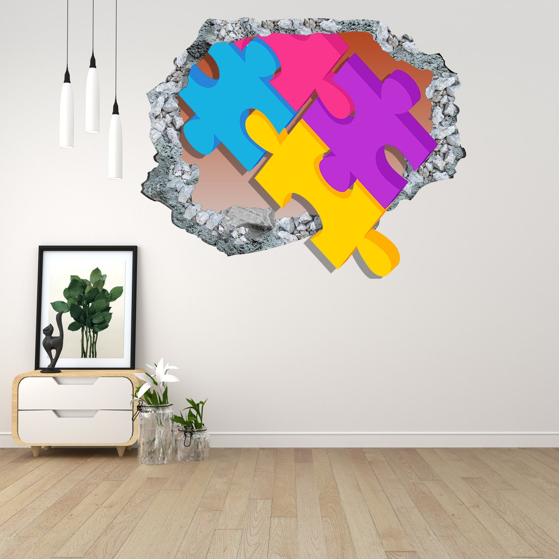 Autism Colorful Wall Decor Sticker3D DesignVinyl Home Etsy