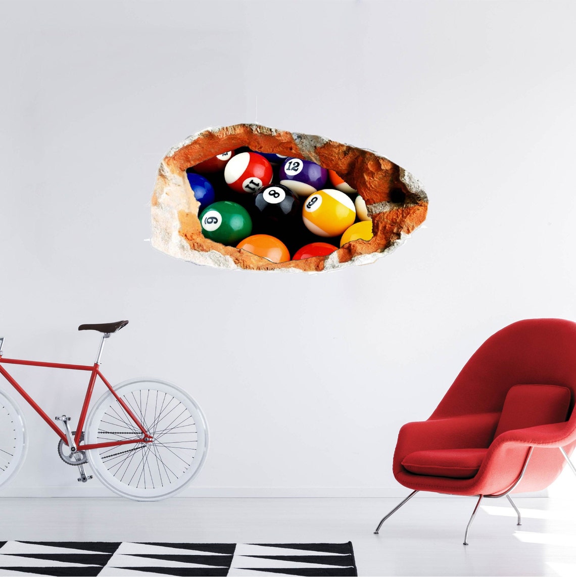 Pool Balls Wall Sticker-3D Stickers-Vinyl Home Decor-Mural | Etsy