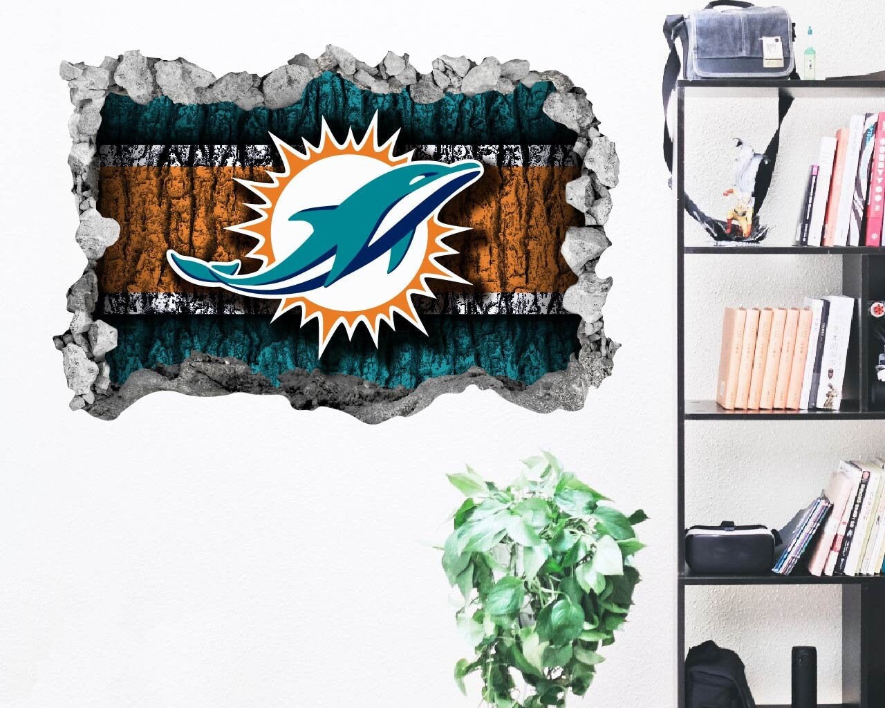 Miami Dolphins Sticker Wall Decor3D DesignVinyl Home Etsy