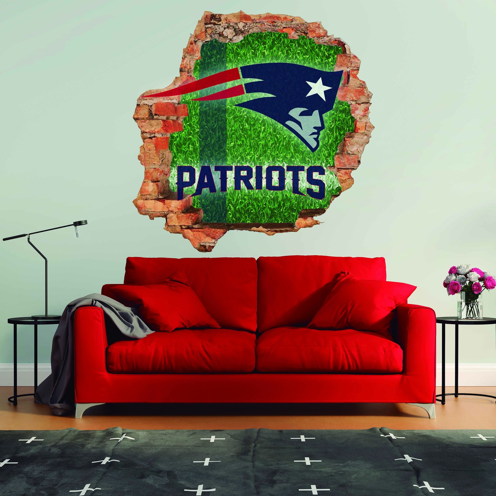 New England Patriots Wall Decor Decal3D DesignVinyl Home Etsy