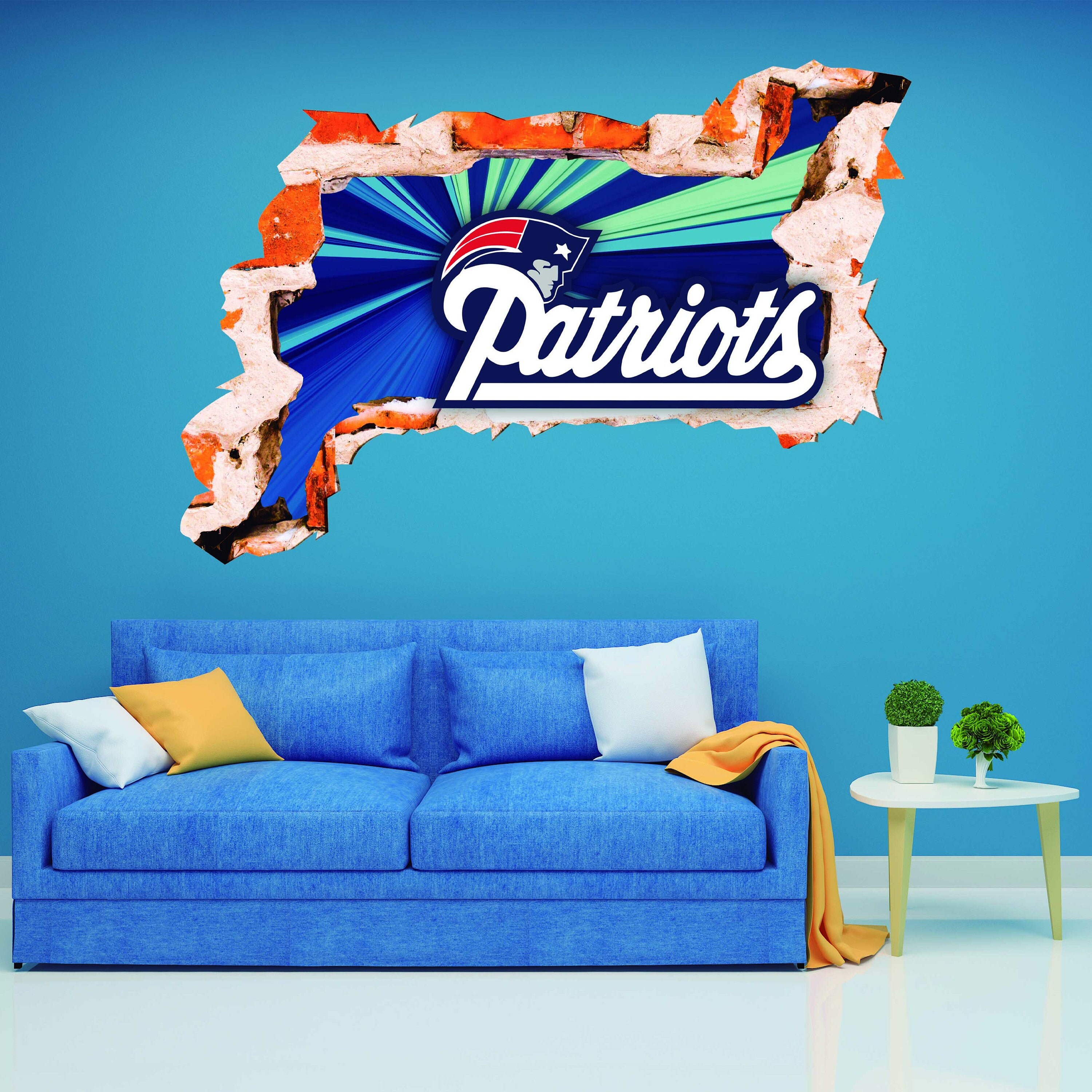 New England Patriots Sticker Wall Decor3D DesignVinyl Home Etsy