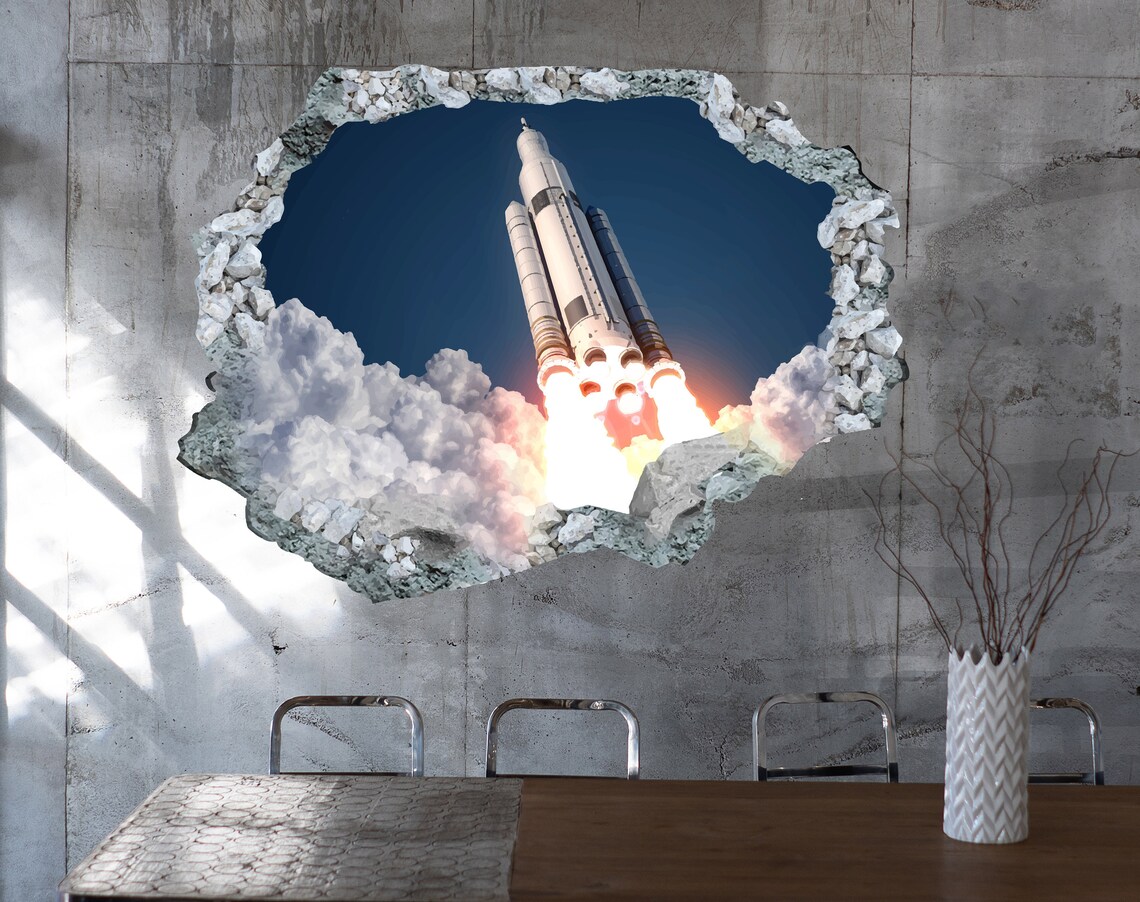 Rocket Sticker Wall Decor3D Stickers Vinyl Home Decor Mural Etsy