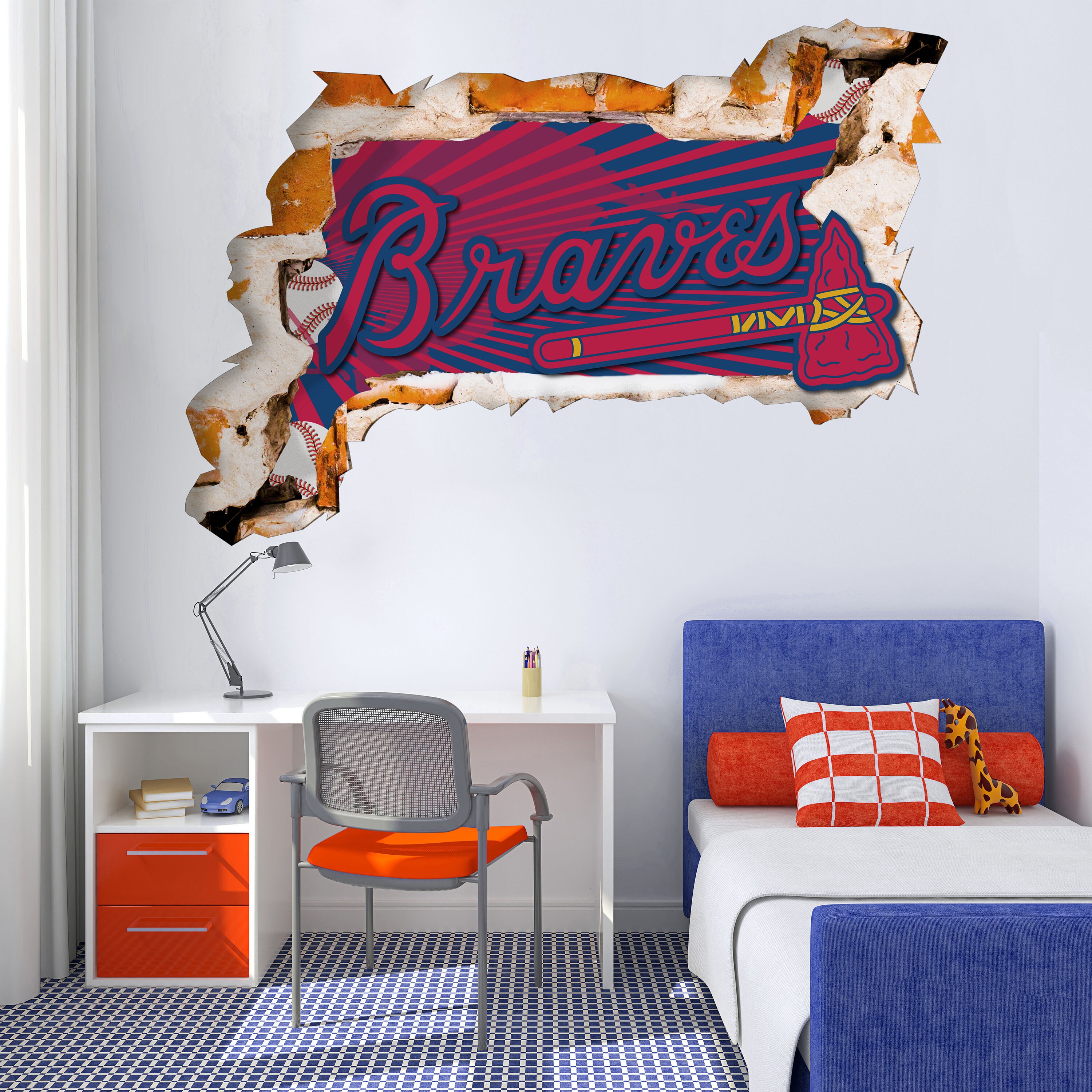 Atlanta Braves Sticker Wall Decor3D DesignVinyl Home Etsy