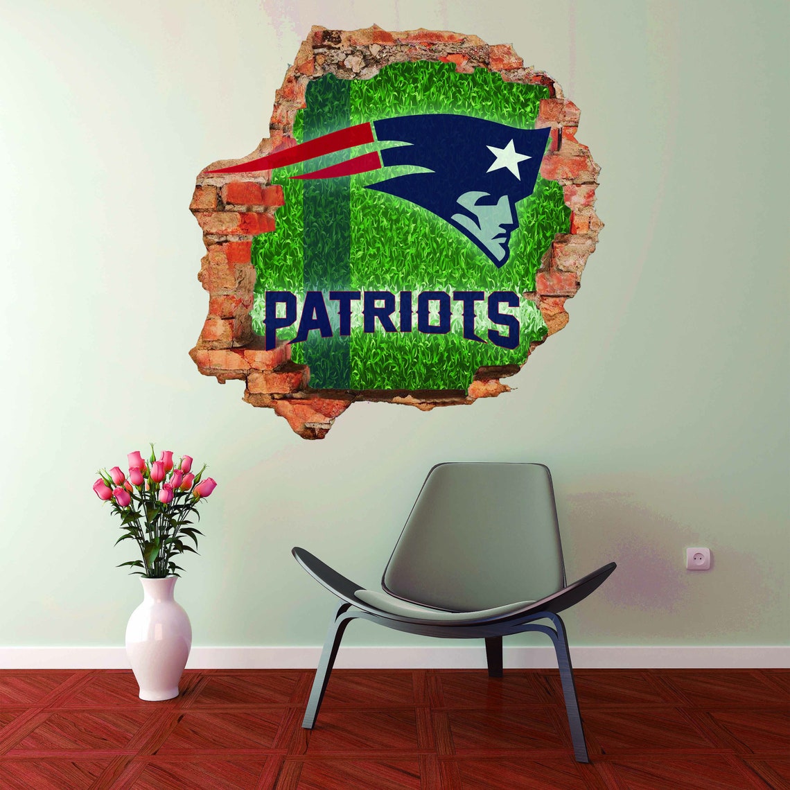 New England Patriots Wall Decor Decal3D DesignVinyl Home Etsy