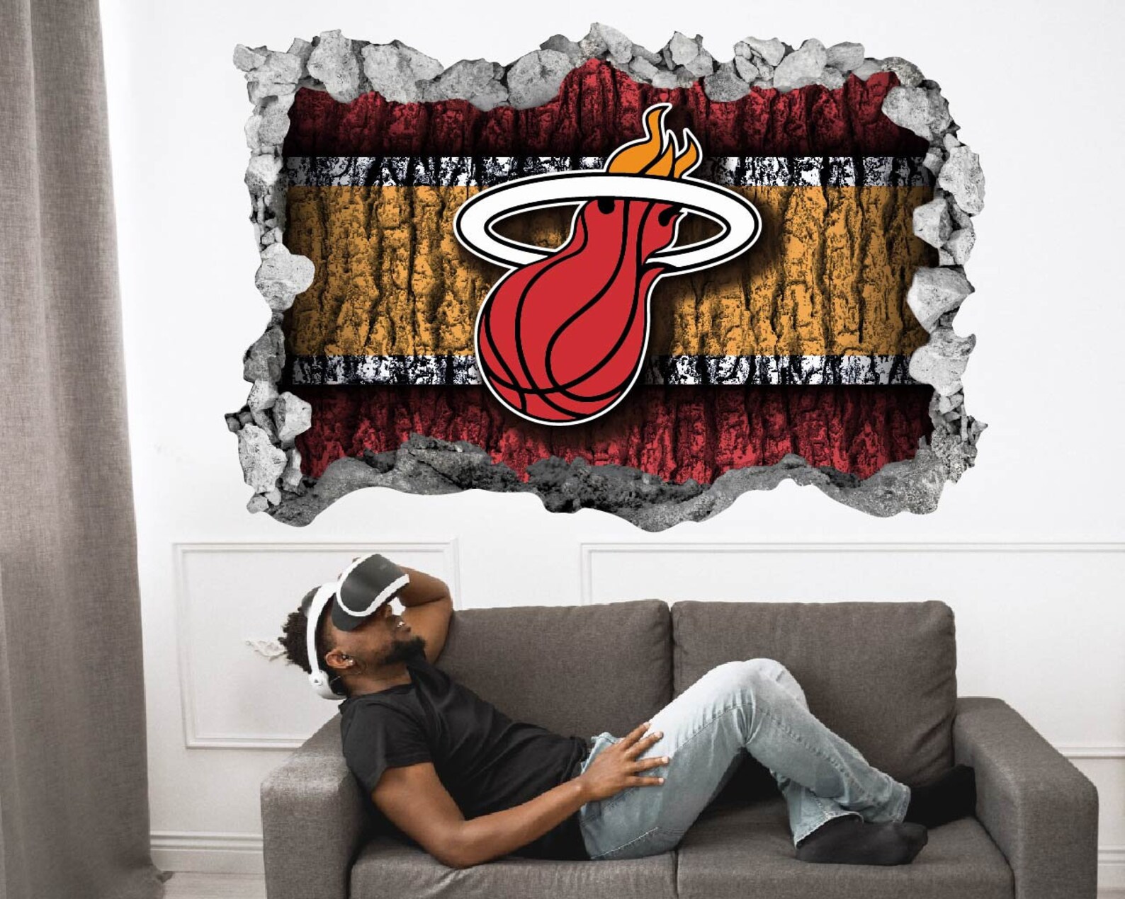 Miami Heat Sticker Wall Decor Decal3D DesignVinyl Home Etsy