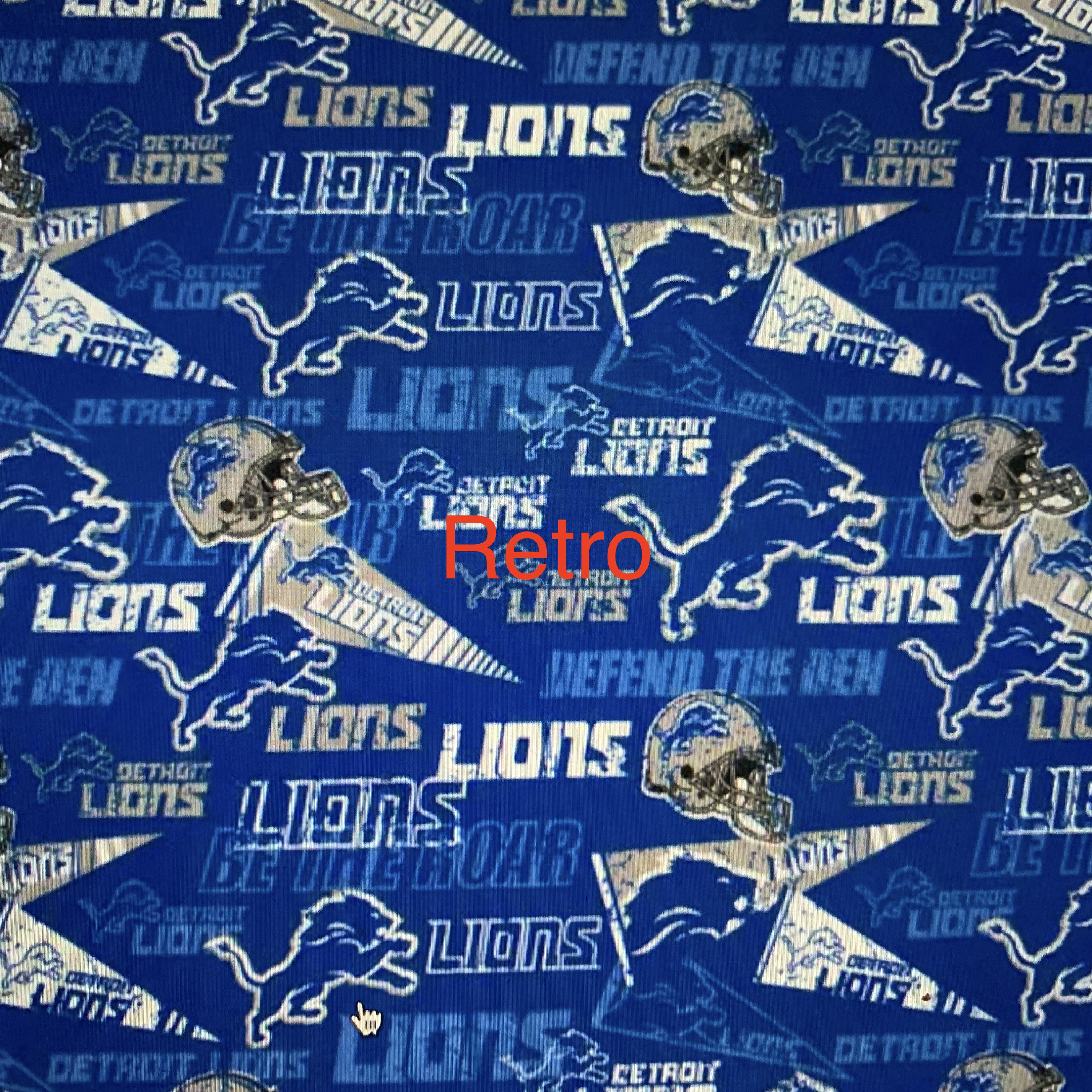 NFL Detroit Lions Cotton Fabric Blue Mini y Retro Etsy