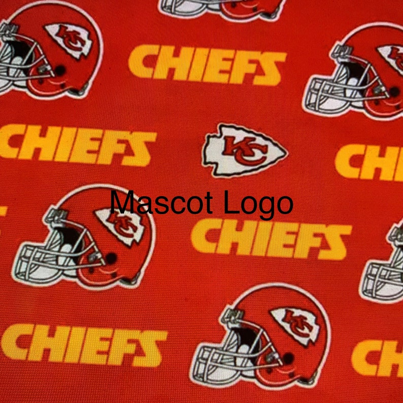 NFL Fabric Kansas City Chiefs Cotton Fabric Mascot Logo Etsy