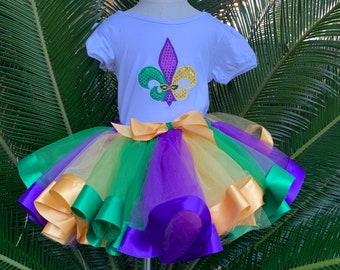 Childs Mardi Gras Tutu - Purple Green Gold Mardi Gras Tutu
