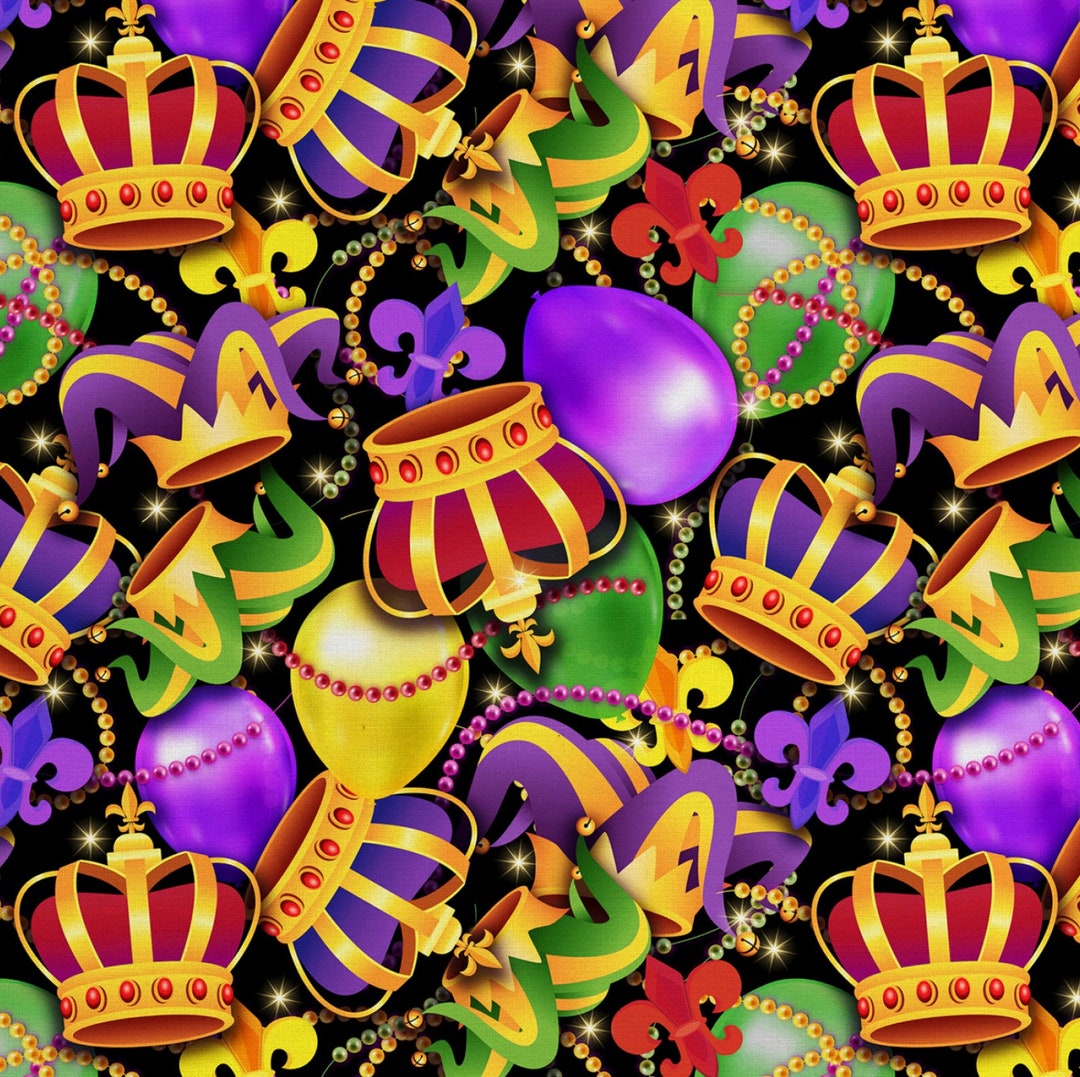 David Textiles New Orleans Themed Fabric Mardi Gras Fabric Multi Jester