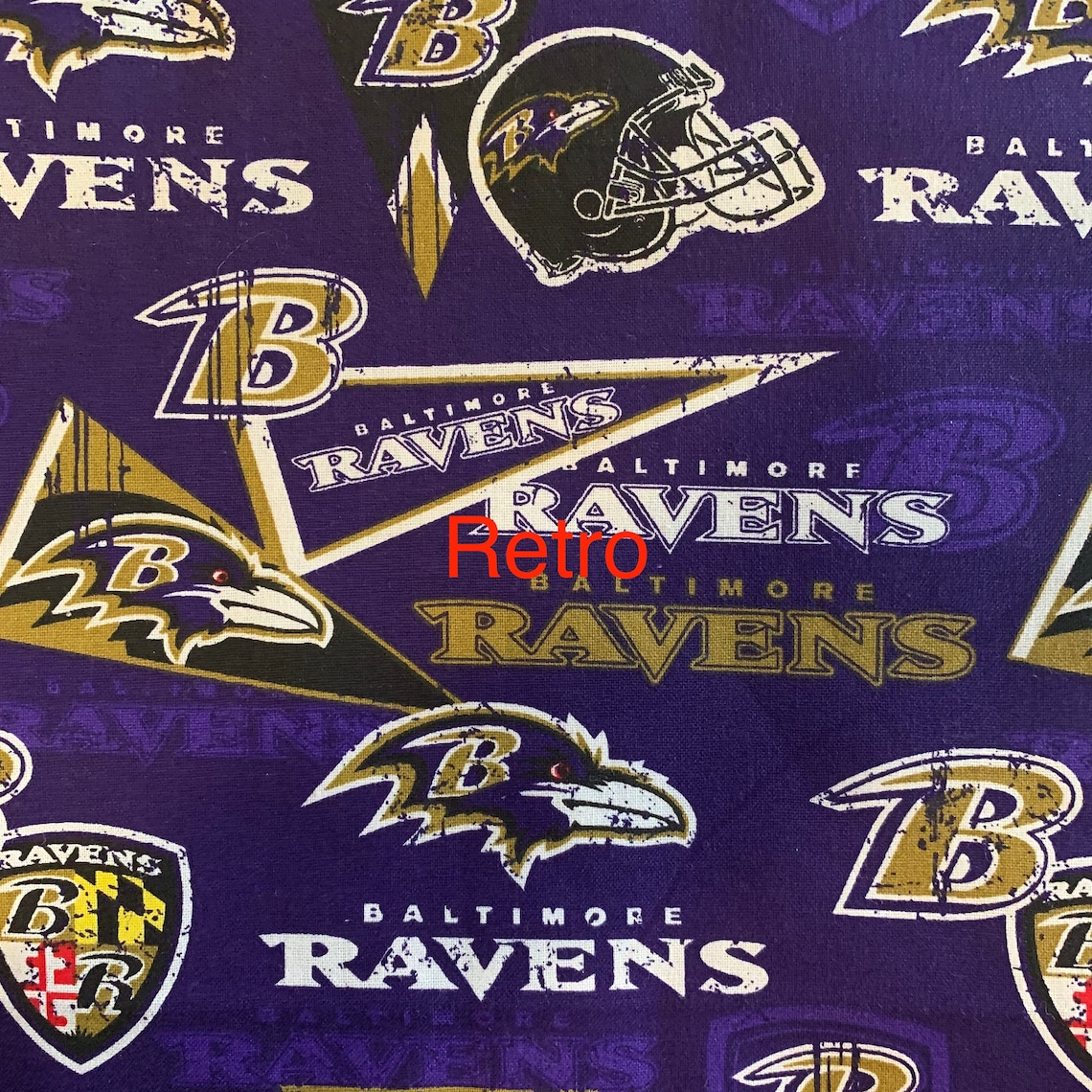NFL Fabric NFL Baltimore Ravens Cotton Fabric Logo Retro Etsy