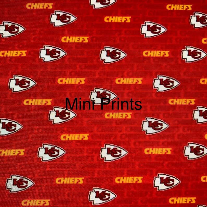 NFL Fabric Kansas City Chiefs Cotton Fabric Mascot Logo Etsy