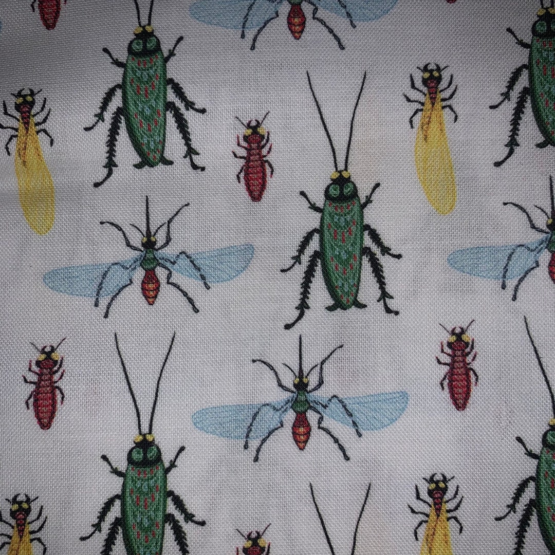 New Orleans Themed Fabric Bugs Roaches Flying Bugs 100 Cotton Woven