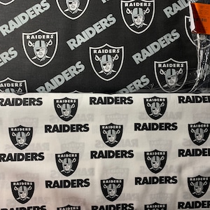 NFL Las Vegas Raiders Cotton Fabric Black/Silver - White/Black - Mini - Faded